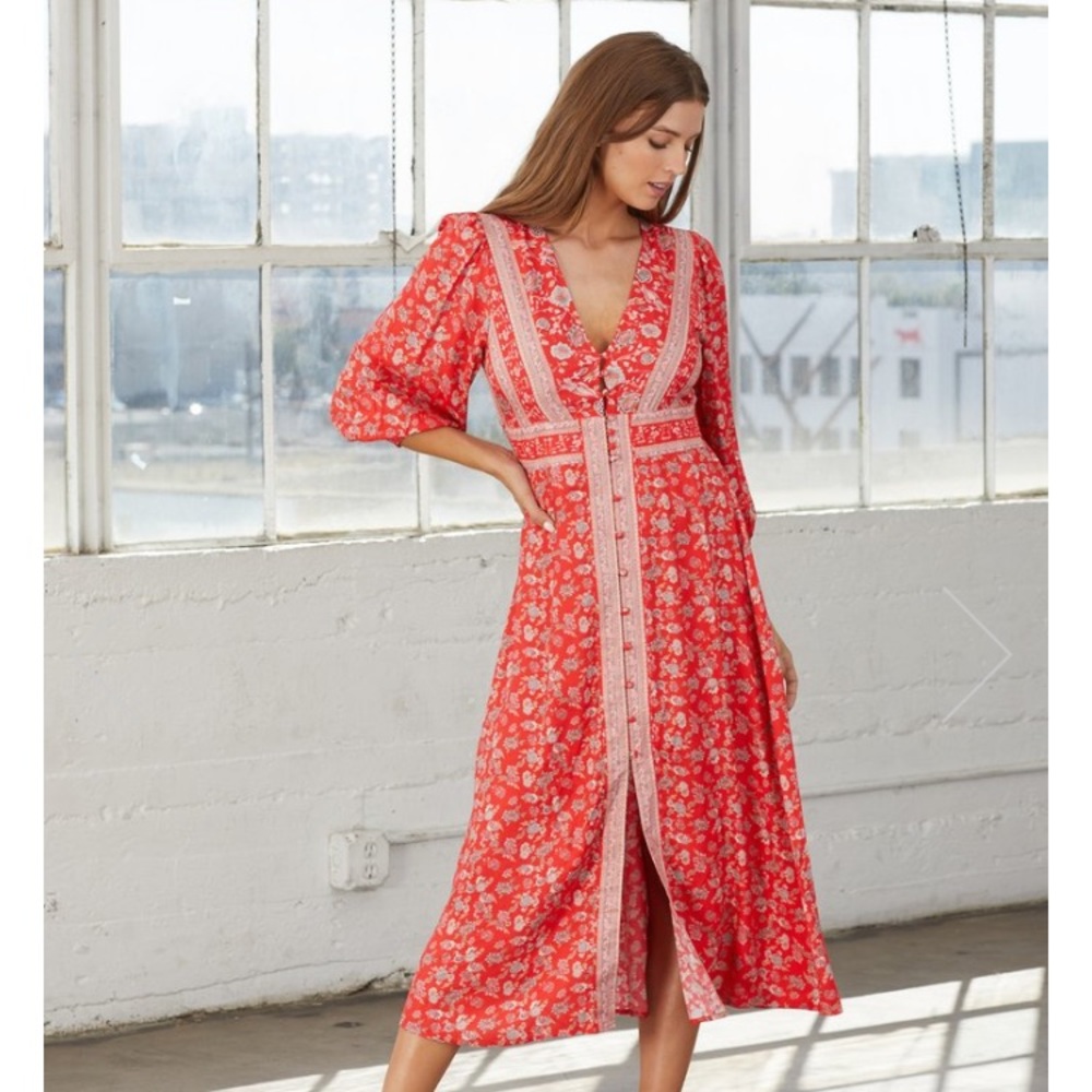 Cleobella Layla Red Maxi Dress Small